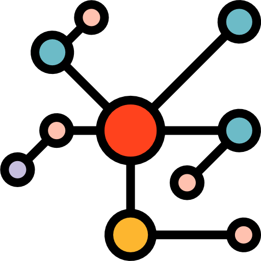 réseau mynamepong Lineal Color Icône