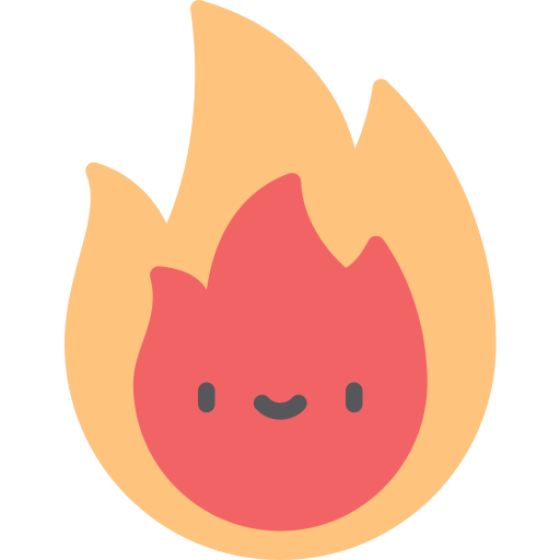 fuego Kawaii Flat icono