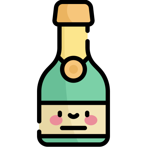 шампанское Kawaii Lineal color иконка