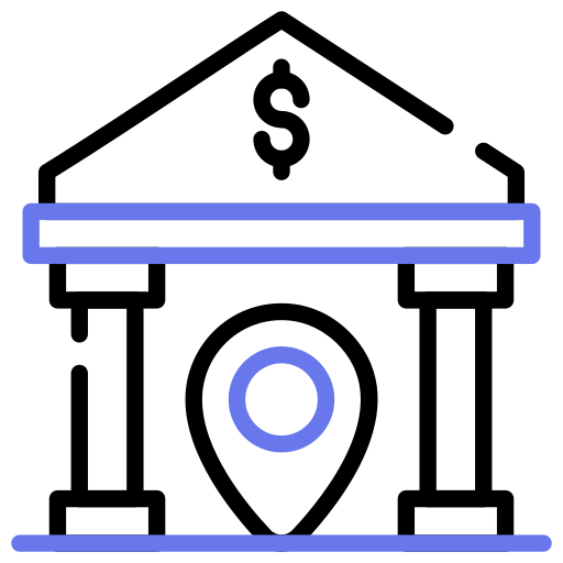 Местоположение банка Generic color outline иконка
