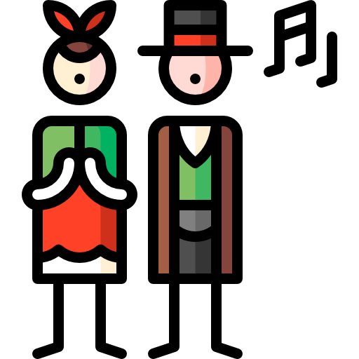 carolers Puppet Characters Lineal Color icoon