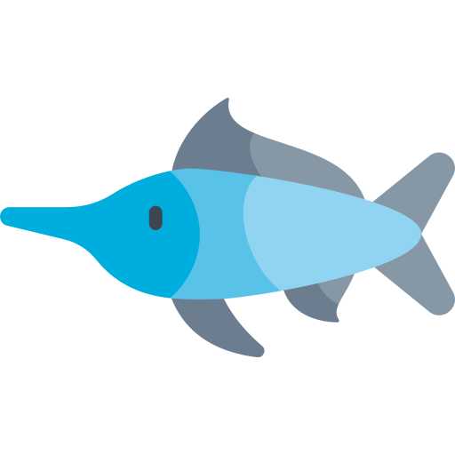 pez espada Kawaii Flat icono