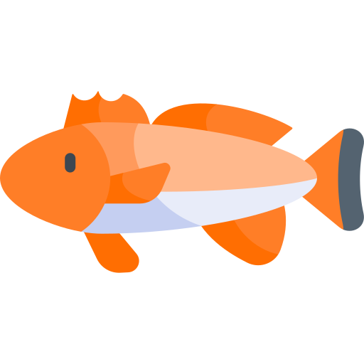 czerwona ryba bębnowa Kawaii Flat ikona