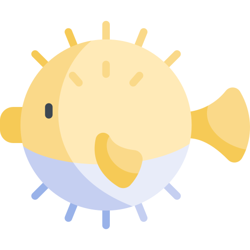 pez globo Kawaii Flat icono