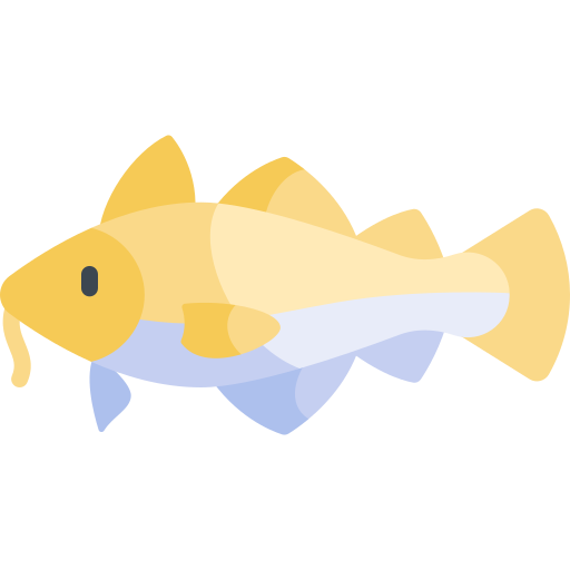 bacalao del atlántico Kawaii Flat icono