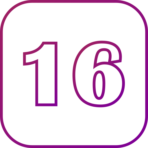 numero 16 Generic gradient outline icona