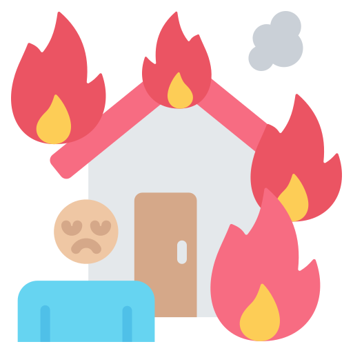 自宅で火災が発生 Generic color fill icon