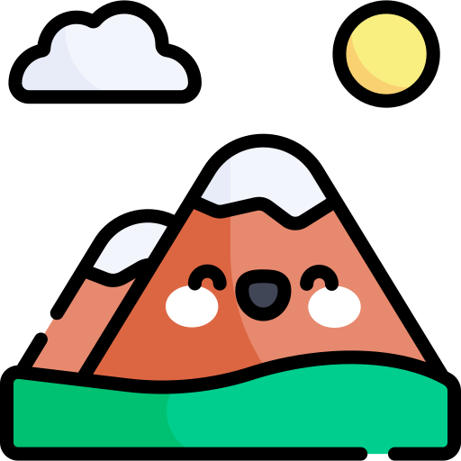 montanhas Kawaii Lineal color Ícone
