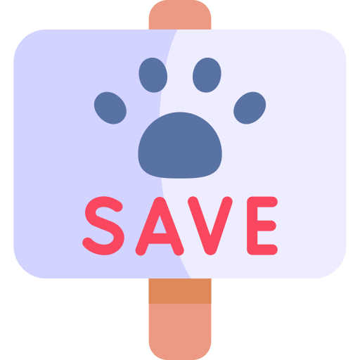 salvar animales Kawaii Flat icono