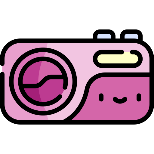 cámara fotográfica Kawaii Lineal color icono