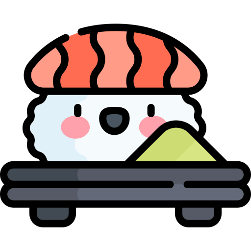 sushi Kawaii Lineal color icona