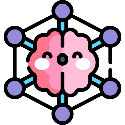 sieć neuronowa Kawaii Lineal color ikona