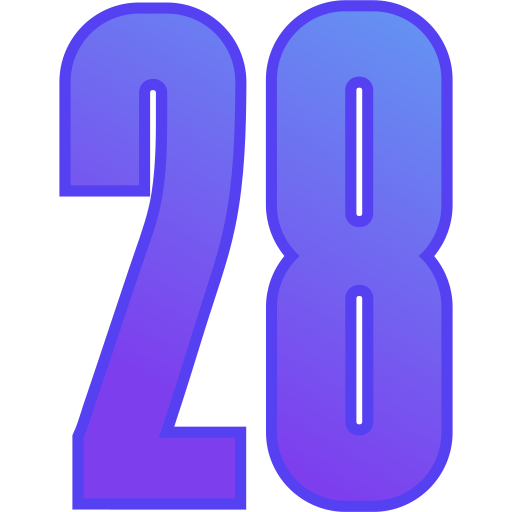 dwadzieścia osiem Generic gradient lineal-color ikona