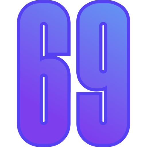 sześćdziesiąt dziewięć Generic gradient lineal-color ikona