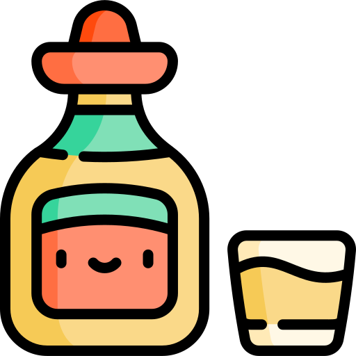 tequila Kawaii Lineal color ikona