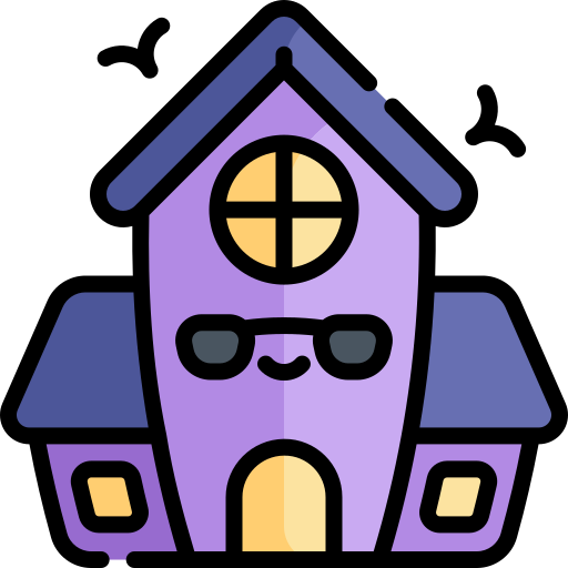 casa de terror Kawaii Lineal color icono