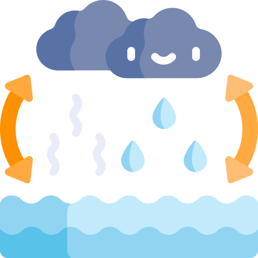 ciclo dell'acqua Kawaii Flat icona