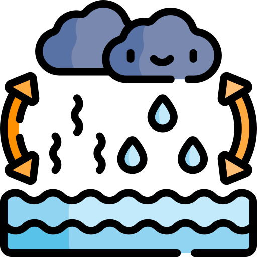 ciclo dell'acqua Kawaii Lineal color icona