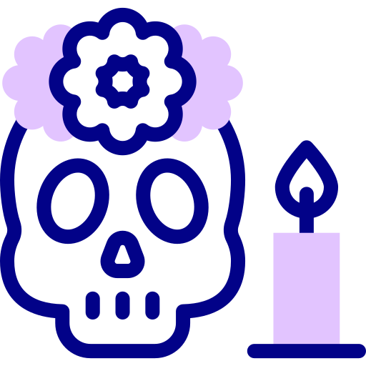 頭蓋骨 Detailed Mixed Lineal color icon