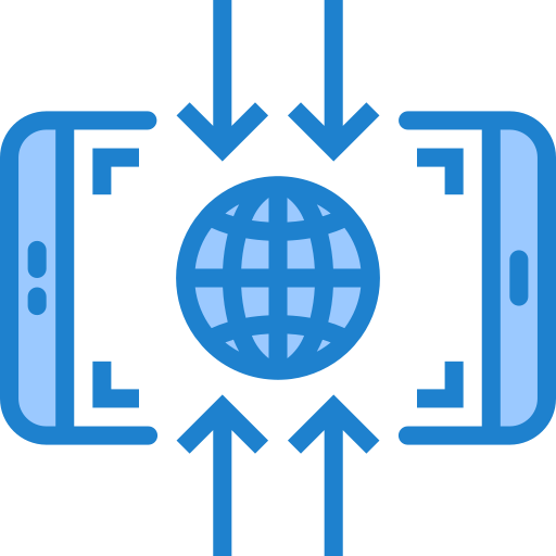 Globe grid srip Blue icon