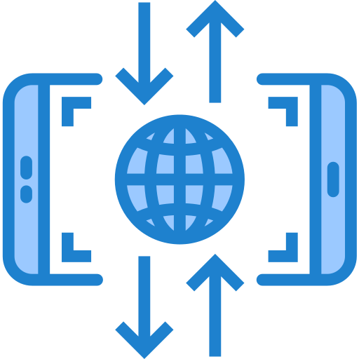 Globe grid srip Blue icon