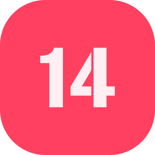 Number 14 Generic color fill icon