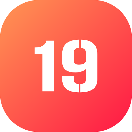 numer 19 Generic gradient fill ikona