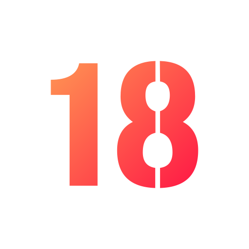 Number 18 Generic gradient fill icon