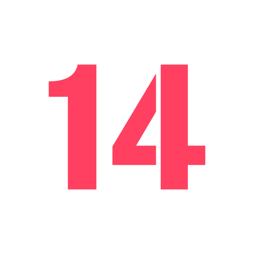 Number 14 Generic color fill icon