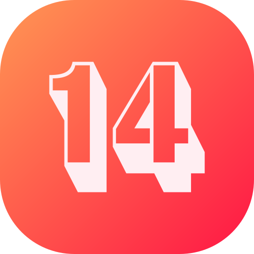 Number 14 Generic gradient fill icon