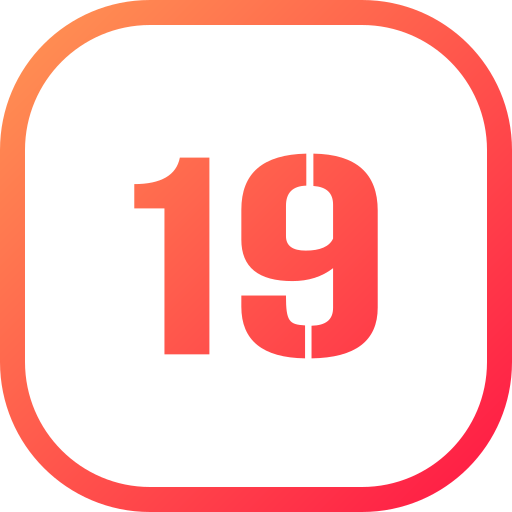 numer 19 Generic gradient fill ikona