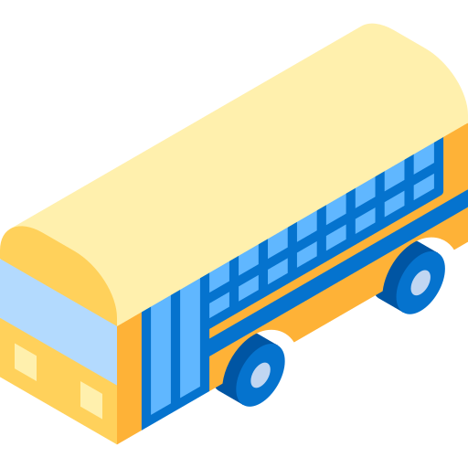 autobús escolar Isometric Flat icono