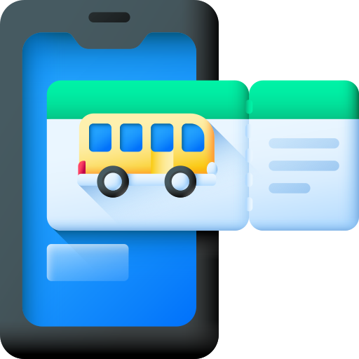 boleto de autobús 3D Color icono