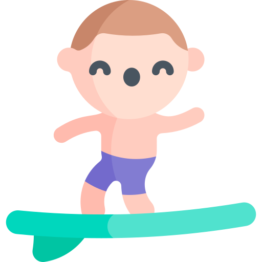 Surfing Kawaii Flat icon