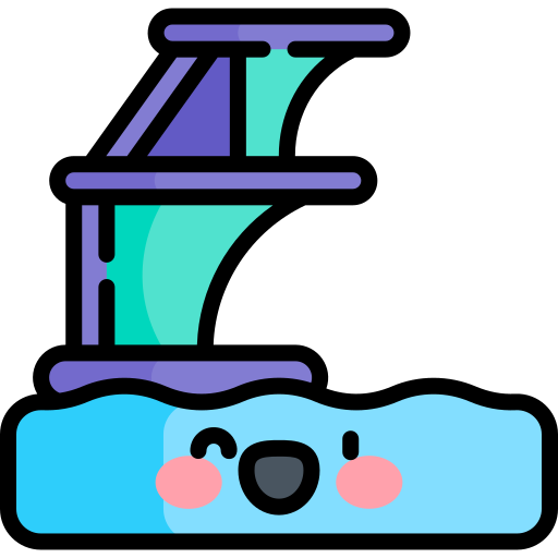 piattaforma per le immersioni Kawaii Lineal color icona