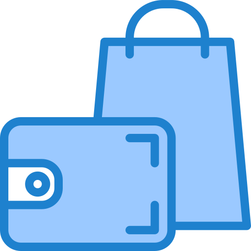 Shopping bag srip Blue icon