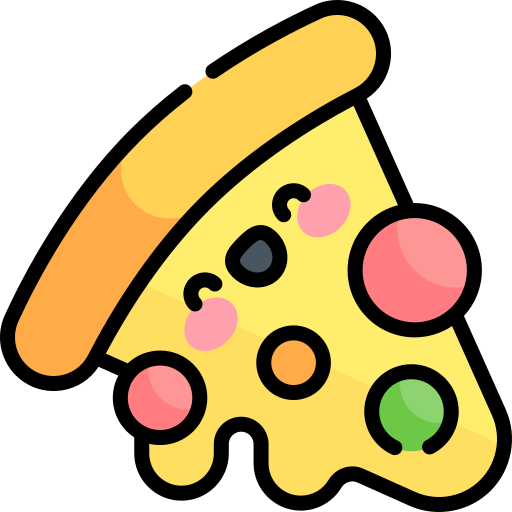 pizza Kawaii Lineal color icoon