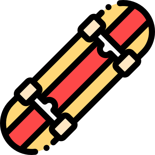 Skateboard Detailed Rounded Lineal color icon