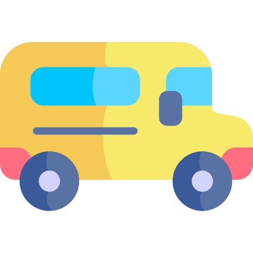 Ônibus escolar Kawaii Flat Ícone