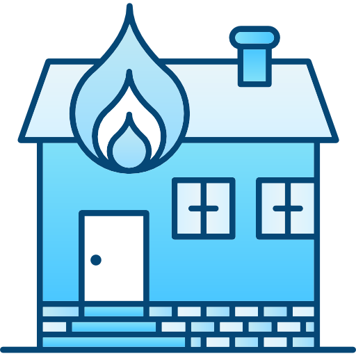 płonący dom Cubydesign Blue ikona
