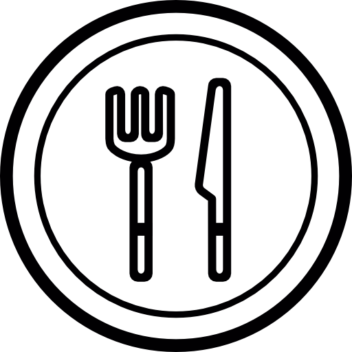 plato, cuchillo y tenedor  icono