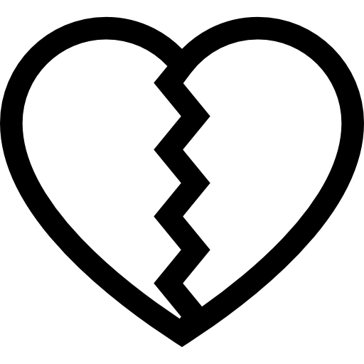 gebroken hart Basic Straight Lineal icoon