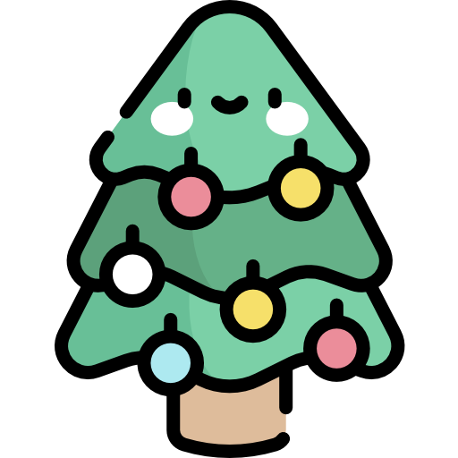 Рождественская елка Kawaii Lineal color иконка