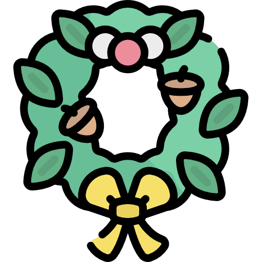 corona de navidad Kawaii Lineal color icono