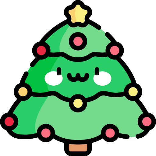 drzewko świąteczne Kawaii Lineal color ikona