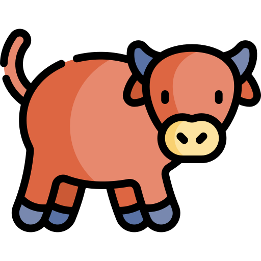 krowa Kawaii Lineal color ikona