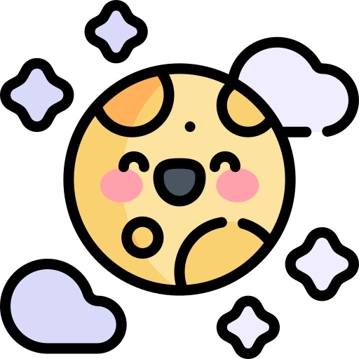 księżyc Kawaii Lineal color ikona