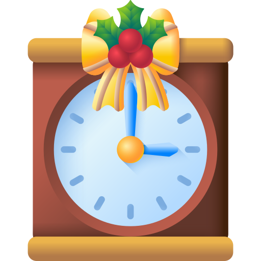reloj de navidad 3D Color icono