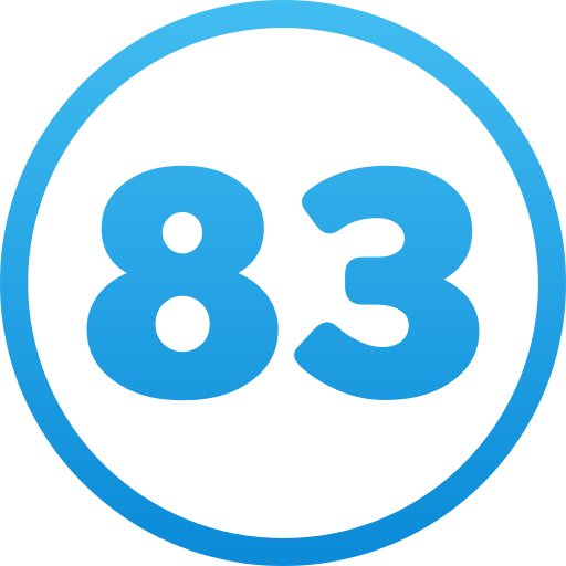 Number 83 Generic gradient fill icon