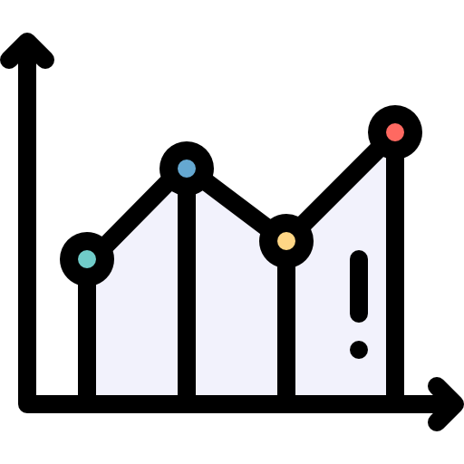 Line graph Detailed Rounded Lineal color icon